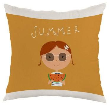 Summer Printed Cushion Cover Brown/White 40 x 40centimeter