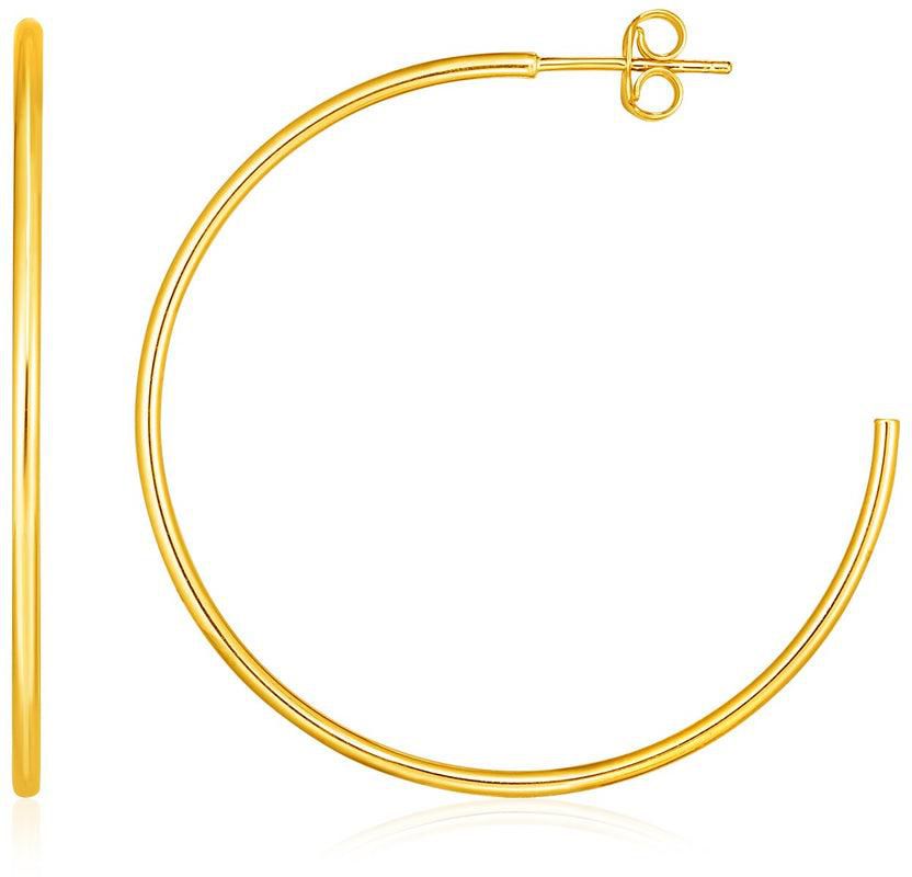 14k Yellow Gold Polished Hoop Earrings-rx57806