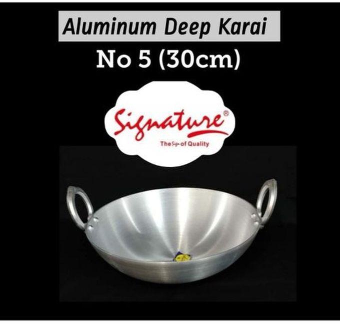 Signature 30CM Kadai Deep Fry Pan Stainless Steel Aluminum Pan-Handles