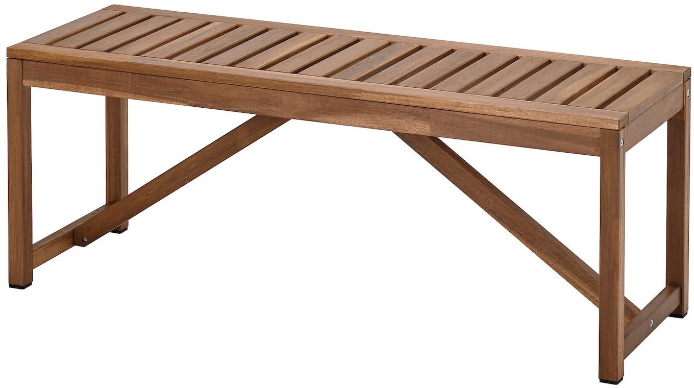 NÄMMARÖ Bench, outdoor - light brown stained 120 cm