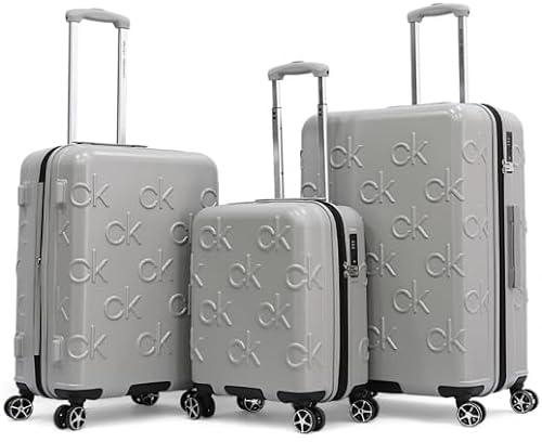 CALVIN KLEIN Insignia Luggage 1 Pcs Lightweight Spinner Suitcase with TSA Lock (Heather Grey, 20-Inch)
