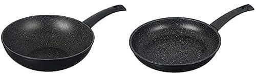 Illa cook on rock wok, 28 cm - black + Illa cook on rock deep frying pan, 28 cm - black