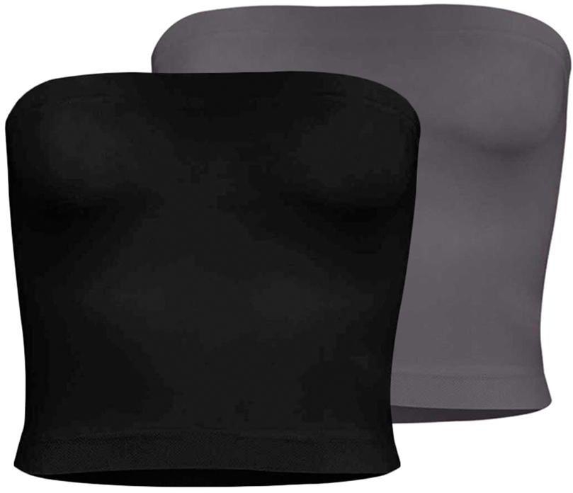 Silvy Set Of 2 Tube Tops For Women - Black / Gray, X-Large