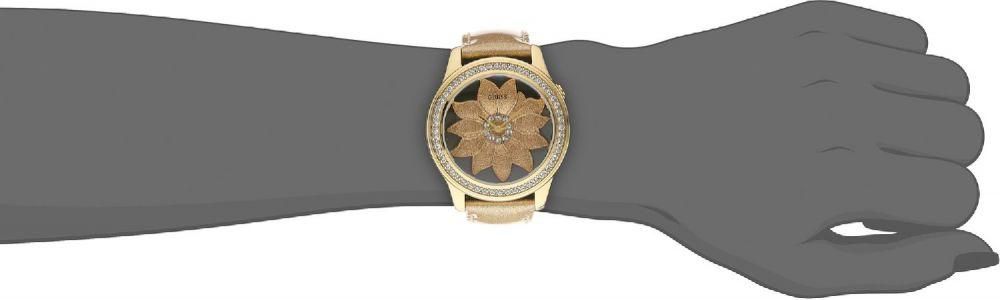 GUESS Women's U0534L2 Gold-Tone Flora Watch with Metallic Gold Genuine Patent Leather Strap