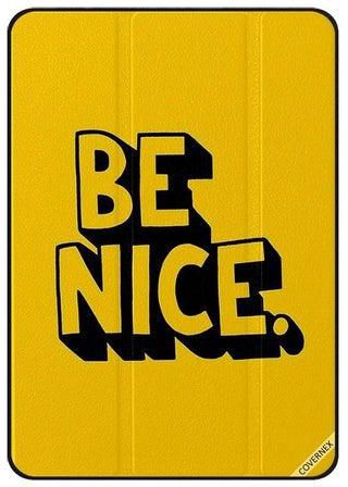غطاء حماية بطبعة عبارة "Be Nice" لجهاز أبل آي باد آير 2 أصفر/أسود