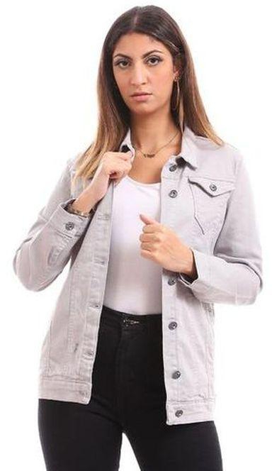 Andora Multi-pocket Casual Denim Jacket - Light Grey