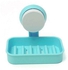 Generic Plastic Soap Dish Bathroom Soap Box with Sucker - Blue