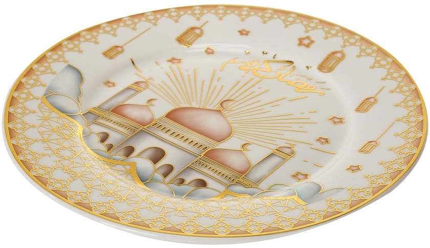 Lihan 6Pcs Ramadan Dinner Plate Set 25*25Cm (B) For Ceramic Serving Display Decoration, Ramadan Decorations For Table, Dinner Tray, Ramadan Serving Plate, Display Holder Decor Ornament Plate