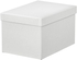 TJENA Storage box with lid - white 18x25x15 cm