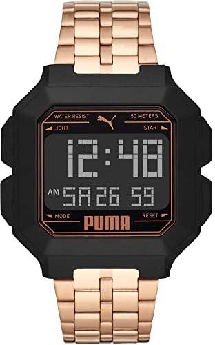 PUMA Remix Women's Digital Watch with Black LCD Dial and Black Stainless Steel Bracelet - P5035