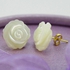 Vera Perla 18K Solid Gold Genuine 12mm Mother of Pearl Rose Carved Earrings