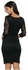 Fashion Lace Color Block Bodycon Dress - Black
