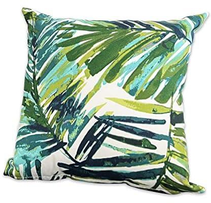 Ulsum Outdoor Patio Pillows,Pack of 1 All Weather Rustic Outdoor Waterproof Patio Pillows for Porch, Balcony, Couch and Bench ，14 x 14 Inch (Green Leaves)