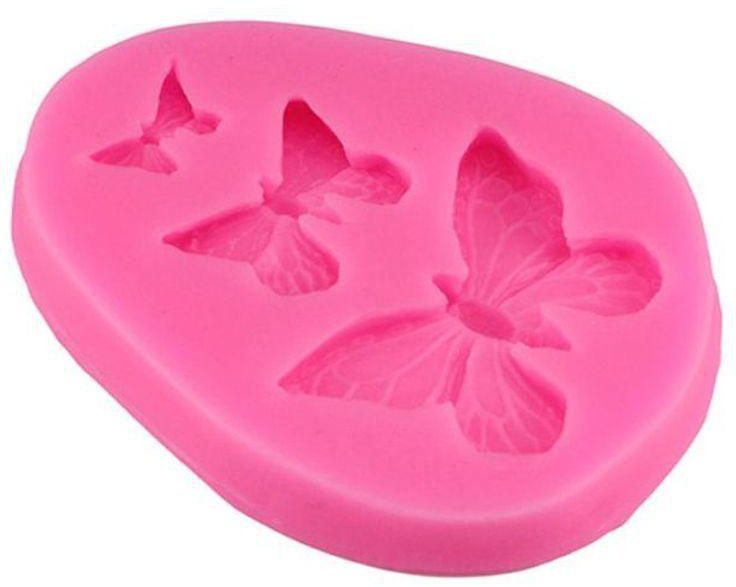 Silicone Solid 3D Butterfly Mold Pink 7.8x0.9x6centimeter
