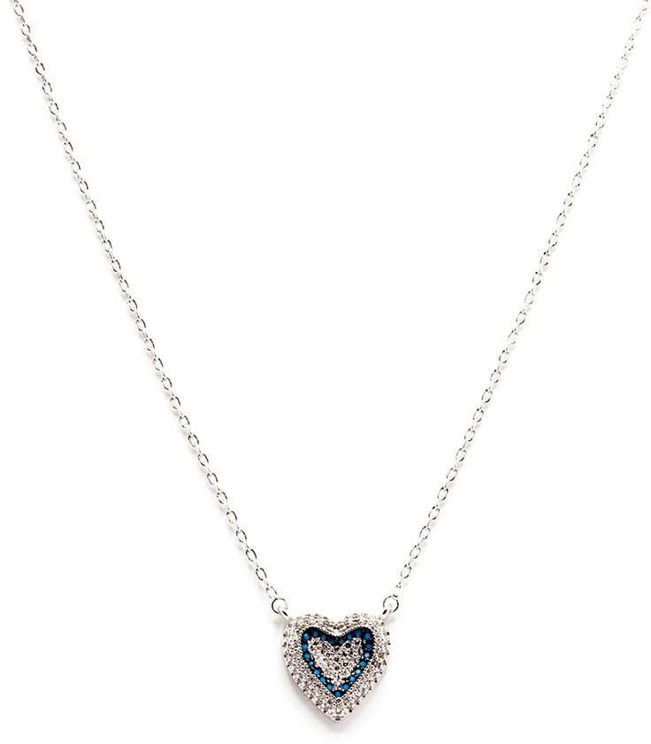 TANOS - Silver Plated  Chain Necklace  Heart Shape Full Zircon Microsetting