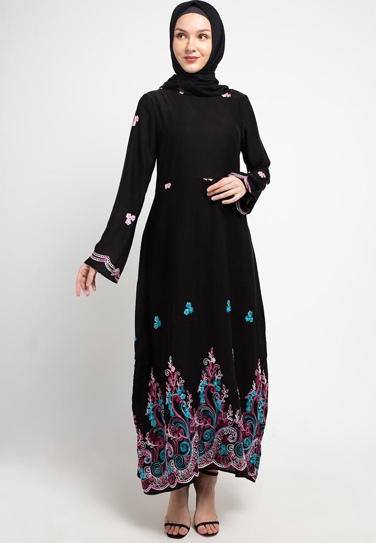 Gobindpal Azzar Zel Maxi Dress Embroidery - 4 Sizes (Black/Blue Pink )