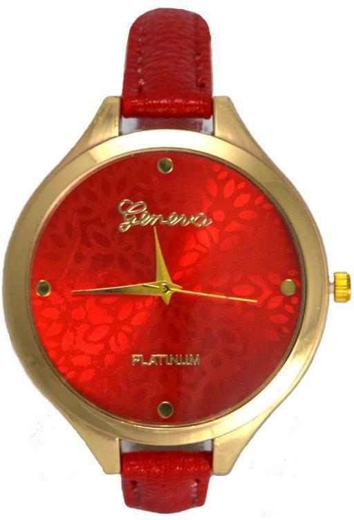 Geneva FLW-RE Leather Watch - Red