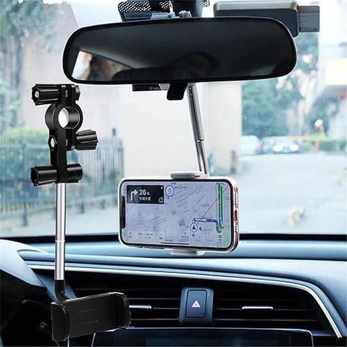 360 Rear View Mirror Phone Holder Phone Stand For Car Mount Cell Phone Automobile Cradle GPS Holder Adjustable Car Back Seat Mobile Phone Holder Degrees Rotating Retractable (Black2pcs)