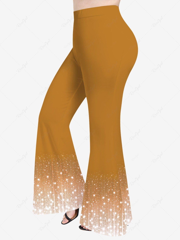 Plus Size Christmas Gingerbread Color Sparkling Sequin Glitter Tassel 3D Print Flare Disco Pants - 6x