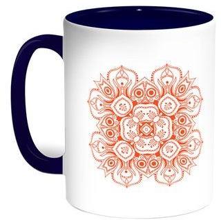 Decorative Drawings - Rose Printed Coffee Mug Blue/White