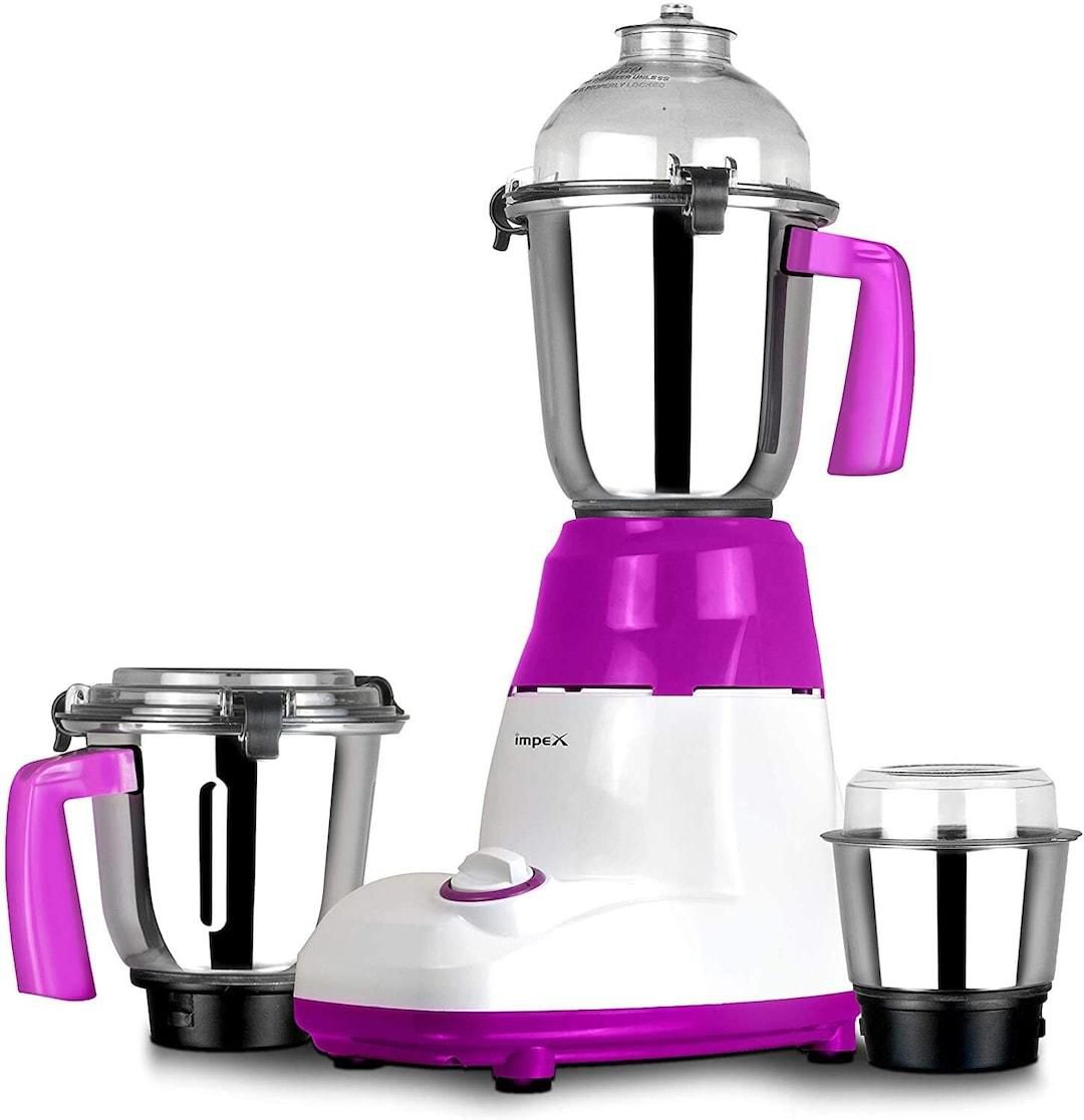 Impex Bl 318B 750W Powerful Motor 3 In 1 Mixer Grinder Blender With Stainless Steel Blade &amp; Jars Abd Plastic Body Unbreakable Jar Caps