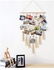 DELFINO Hanging Photo Display with Macrame Decorative Wall Hanging Pictures Organizer, Perfect for Home Decor Wooden Clips (White) Photo Hanging Display for Wall Decor