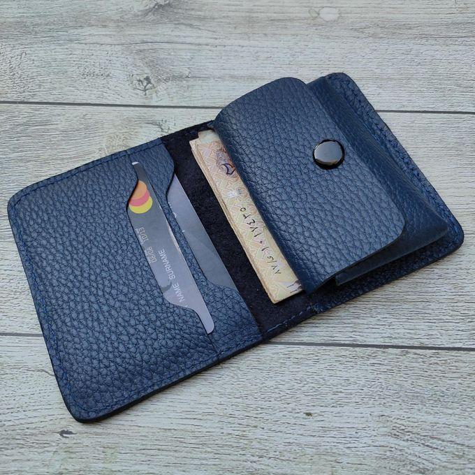 Dr.key محفظة نقود وبطاقات جلد طبيعي مع جيب للعملات المعدنية 3007 كحلي محبب