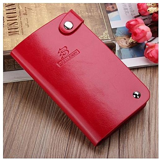 Universal Men Woman Slim ID Credit Card Leather Holder Pocket Case Purse Wallet Button NEW Red
