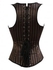 Belted Embellished Stripe Cupless Corset Top - Brown - Xl