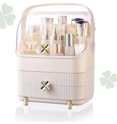 Makeup Organizer With Cover, Portable Makeup Holder, Cosmetic Accessories Holder, Makeup Storage With Handle, Dustproof Cosmetic Box, Neat Tidy Beauty Box, High-Capacity Makeup Holder