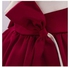 Two toned knee length red party dress with bow for girls