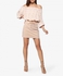 Beige Corduroy Lace-Up Mini Skirt