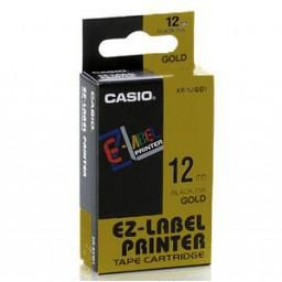 Casio XR-12GD1 Tape Cassette, 12mm X 8mm, Black on Gold