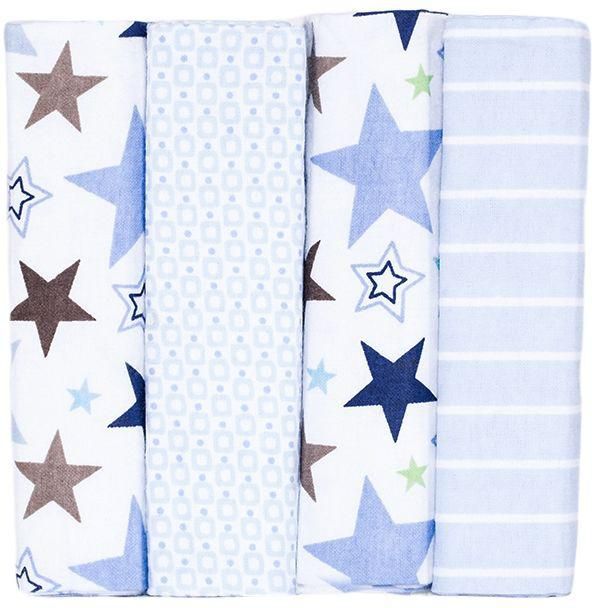 Cotton Flannel Receiving Blankets(set Of 4)- With Stars