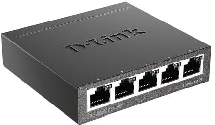 D-Link 5 Port Gigabit Unmanaged Metal Desktop Switch, Plug and Play (DGS-105)