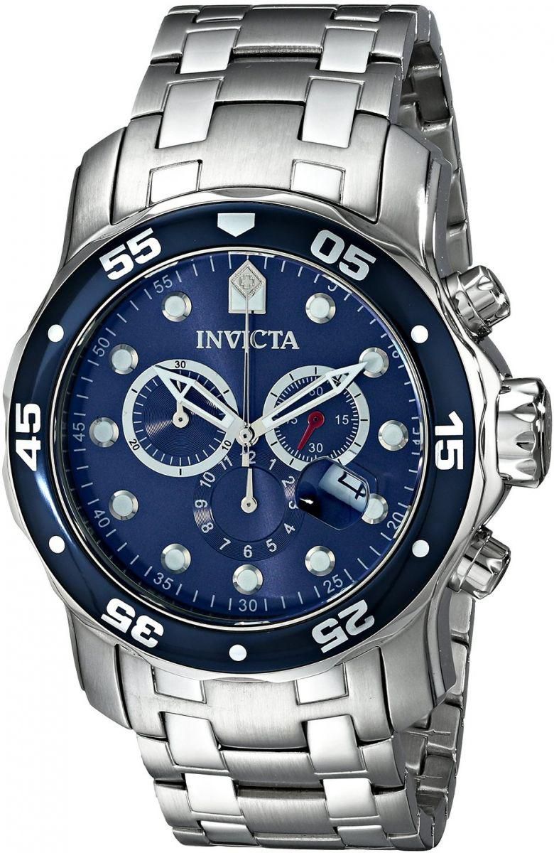 Invicta Men's 0070 Pro Diver Collection Stainless Steel and Blue Dial Watch