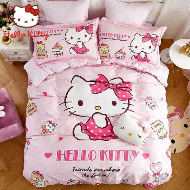 Tiktoktrading Hello Kitty quilt cover cotton 1. 2 1. 5 pure cotton quilt cover three-piece/ four piece single/queen size