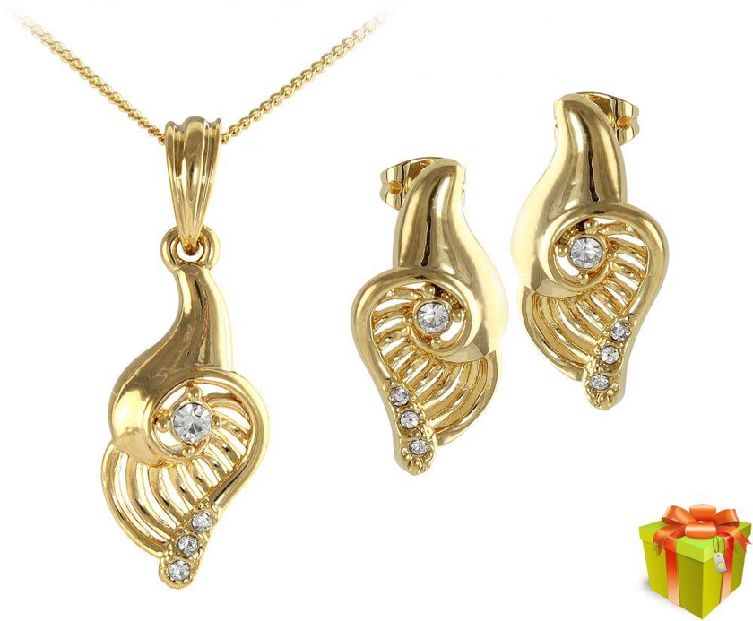 VP Jewels Women's 18K Gold Plated Abstract Drop Design Jewelry Set, 2 Pieces