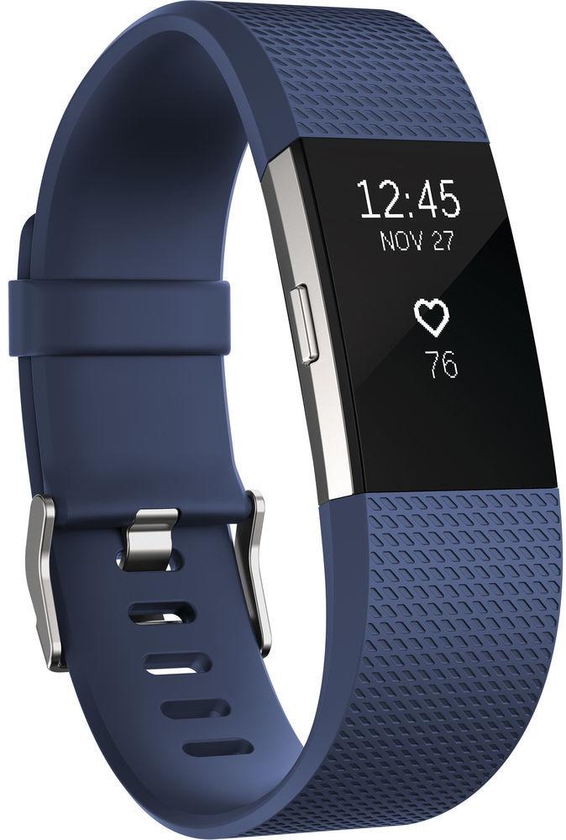 Fitbit Charge 2 Heart Rate and Fitness Wristband - Small Blue Silver