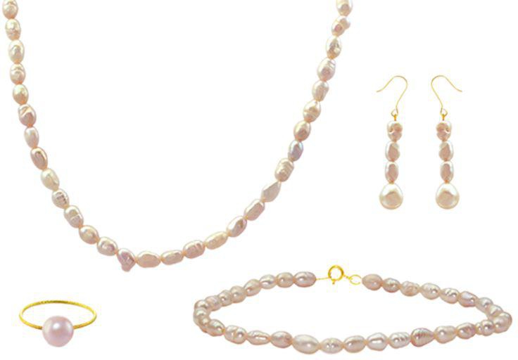 4-Piece 18 Karat Gold Pearl Jewellery Set