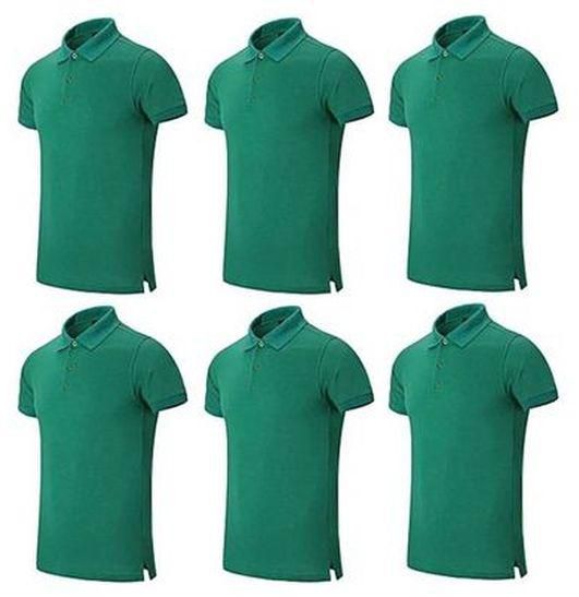 Men's Plain Polo T-Shirt 6 In 1 Short-Sleeve-Green