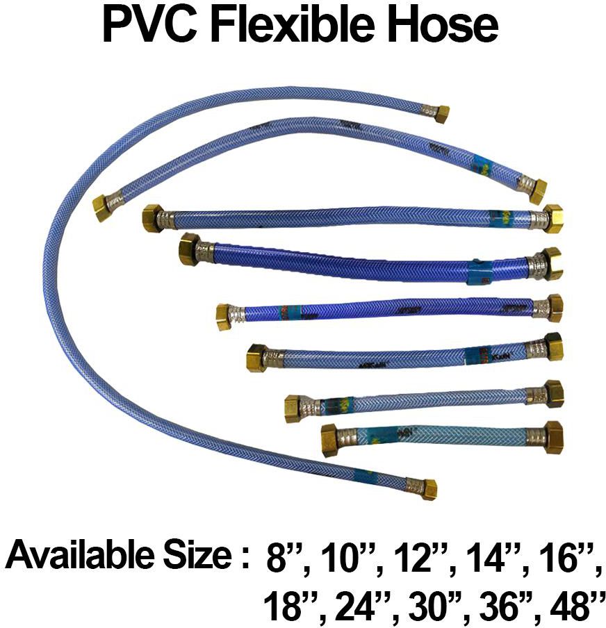 PVC Flexible Hose Blue 8 Inches to 48 Inches -10 Sizes (Blue)