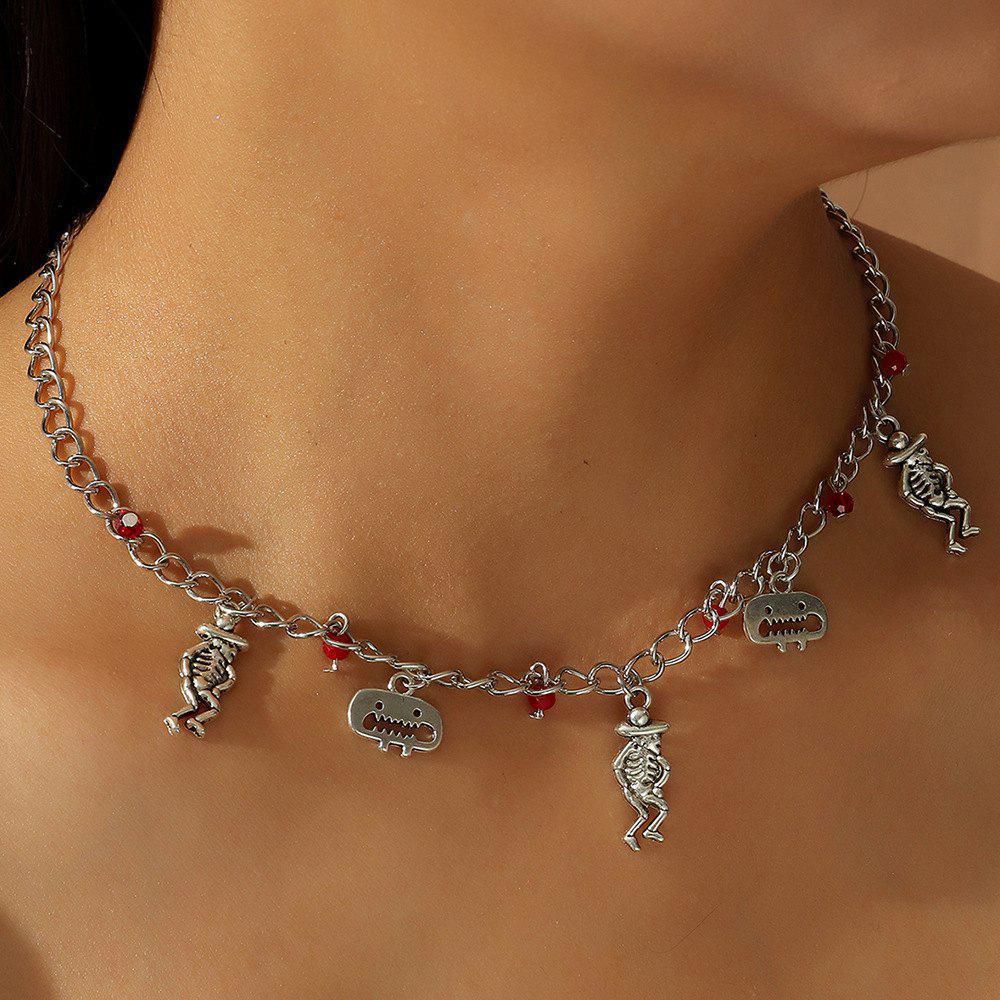 Halloween Skeleton Chains Pendant Choker Necklace