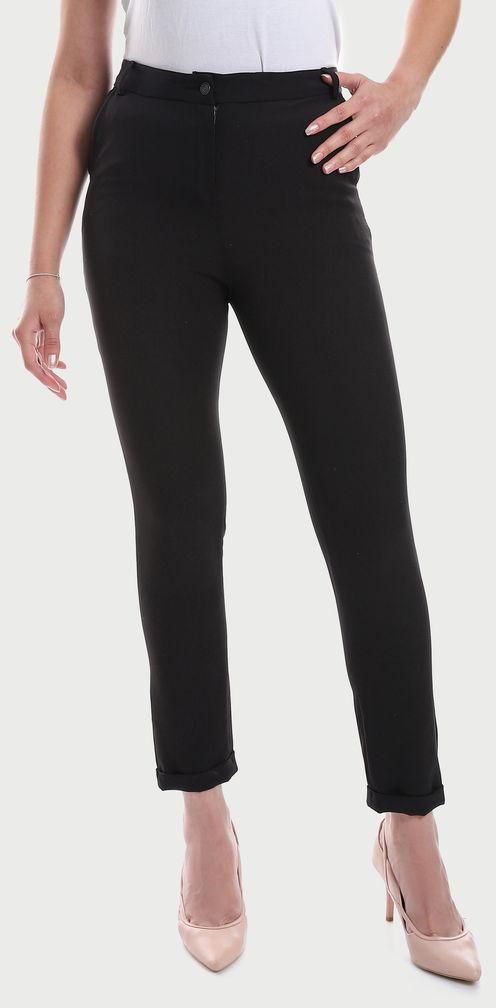 Esla Plain Skinny Fit Pants - Black