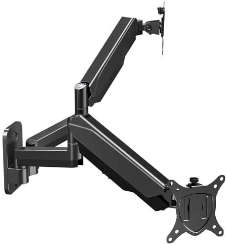 MOUNT PRO Dual Monitor Wall Mount for 13 to 32 Inch Computer Screens, Gas Spring Wall Monitor Arm for 2 Monitors, Each Holds Up to 17.6lbs, Full Motion Wall Monitor Mount with VESA 75x75/100x100