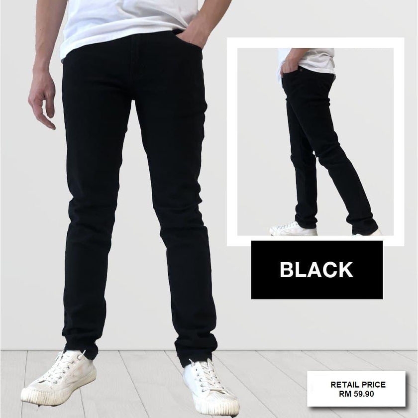 Lush Black Denim Men's Slim Fit Jeansn - 12 Sizes
