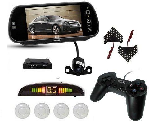 7 inch car rear view mirror system Camera Sensors and 27 LED Signal