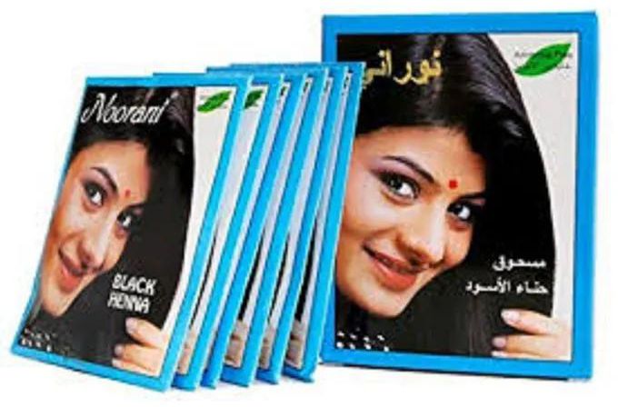 6 Pcs Noorani Black Hair Henna Colours hair beautifully 10g per satchet Black Hair Henna 6 sachets in the box Enriched with many hair care herbs including Aloe Vera Hair Color