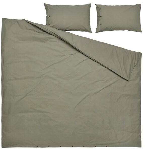 KRÅKRISMOTT Duvet cover and 2 pillowcases, light green, 240x220/50x80 cm - IKEA