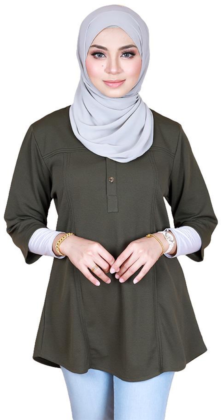 Irdina 3/4 Sleeve Button Blouse [B10325] - 4 Sizes (8 Colors)